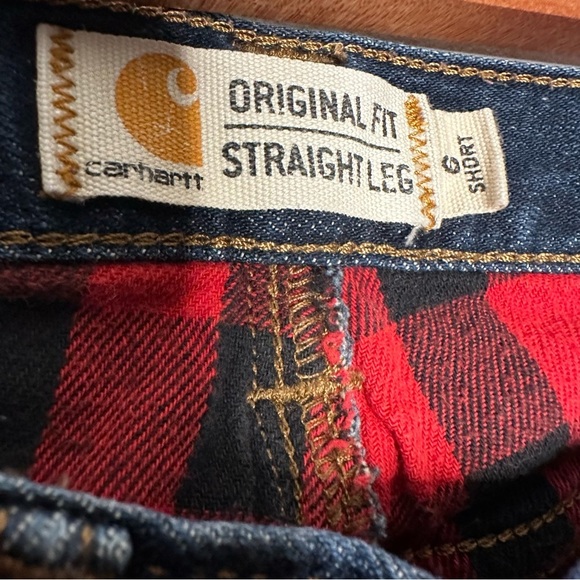 Carhartt | Flannel Lined Plaid Denim Straight Original Fit Size 6 Short - Picture 6 of 7